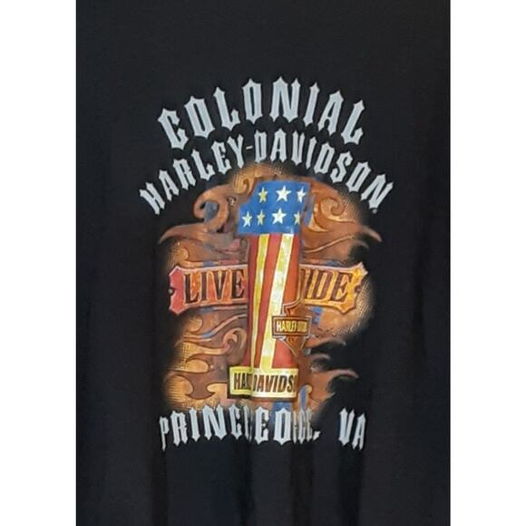 Colonial‎ Harley Davidson Eagle Prince George VA Black Graphic Size 3XL NWT - Picture 4 of 12